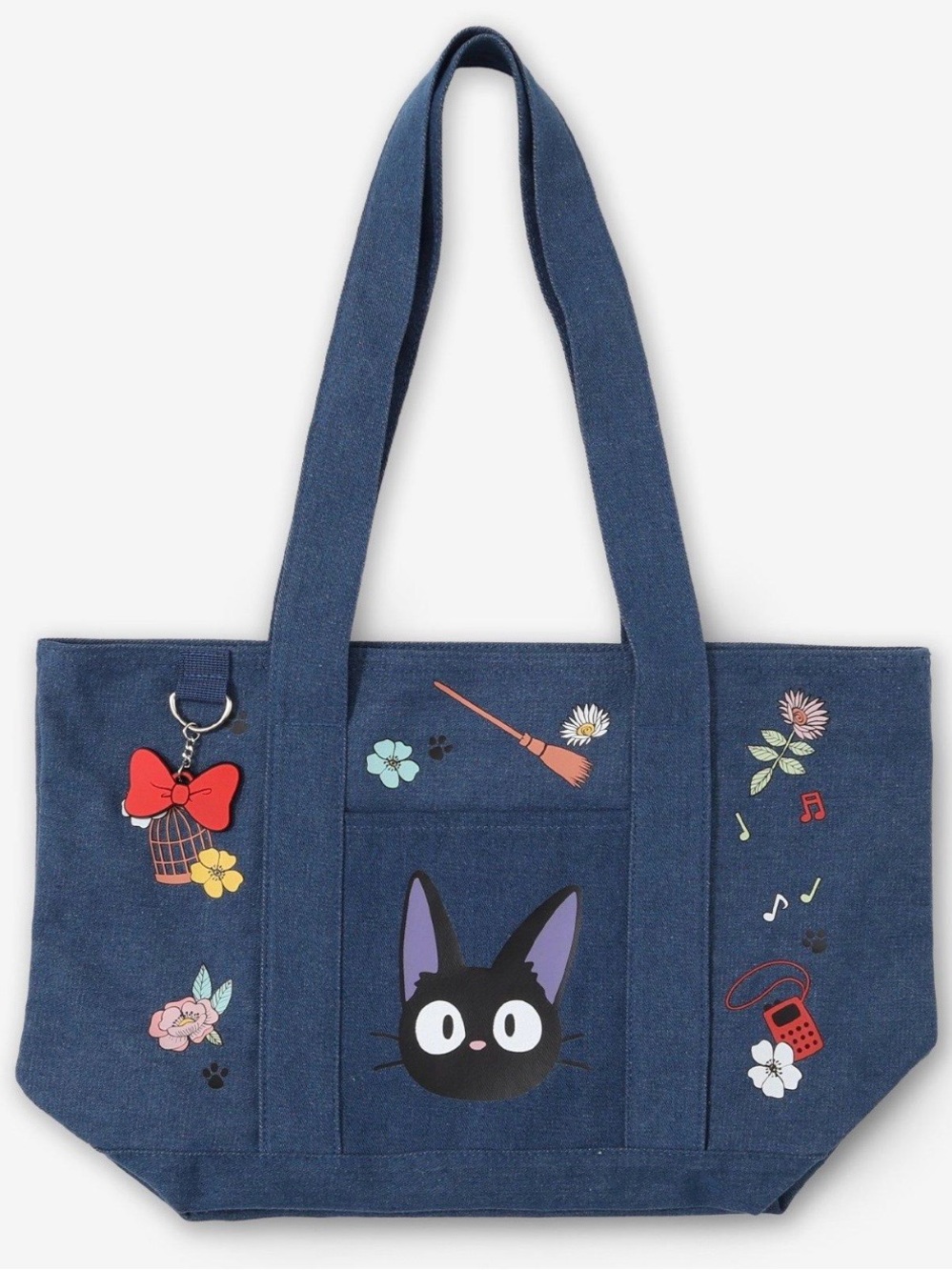Kiki’s Delivery Service, Navy Cat Graphic Canvas Tote Bag - Unbranded